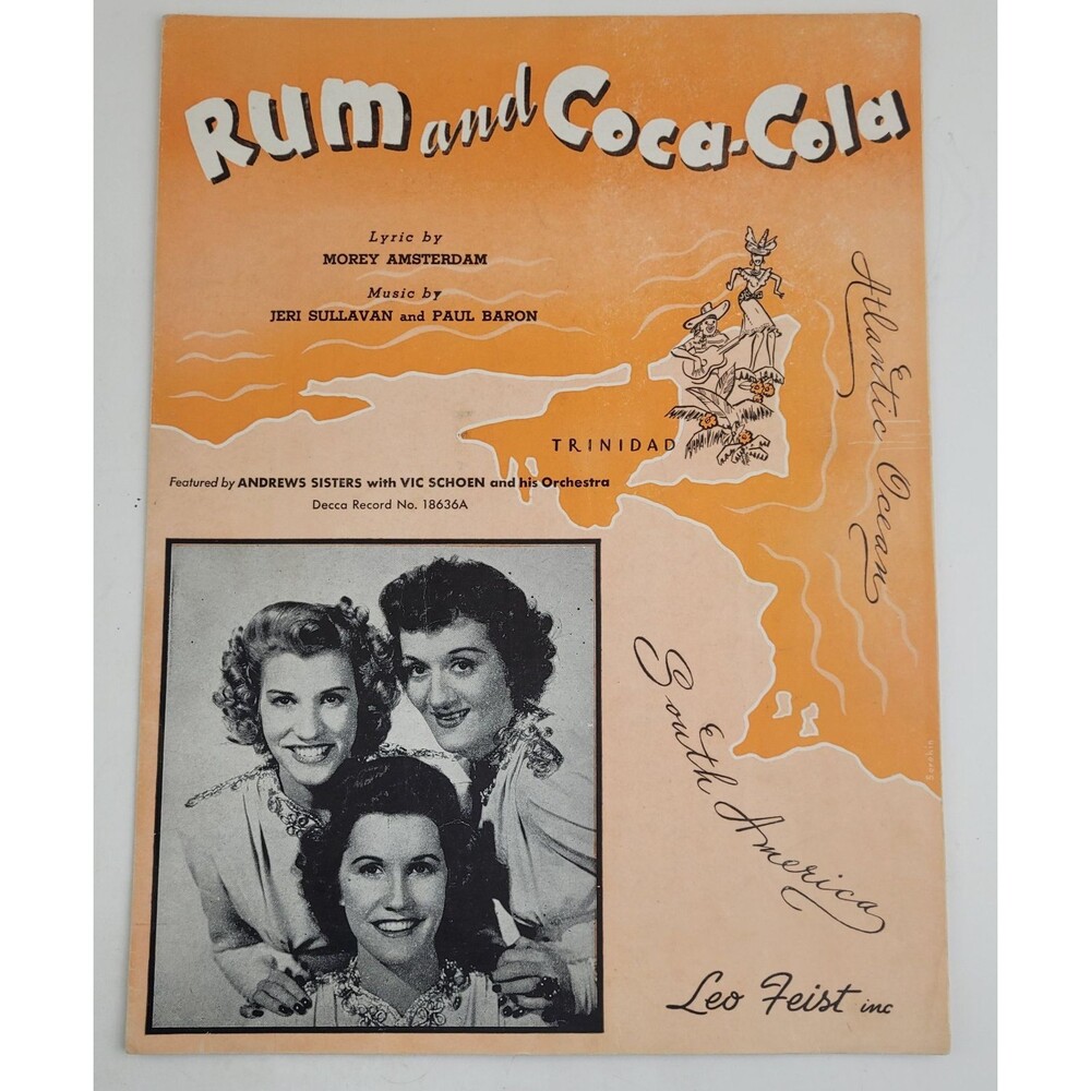 Vintage Sheet Music 1944 Vocal Piano Rum and Coca-Cola Andrews Sisters  #SM3